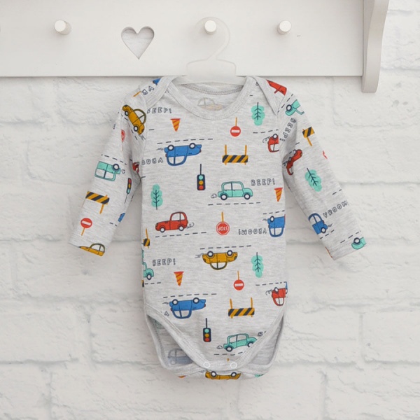 Боди детское для мальчика Blanka Авто р.80 серый 110127 