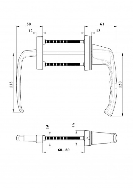 Ручка двухсторонняя с ключом ASTEX Antey біла Ral 9016 BHS 2/38 