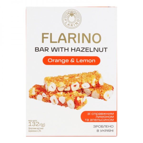 Батончики Flarino з фундуком апельсином та лимоном 132 г