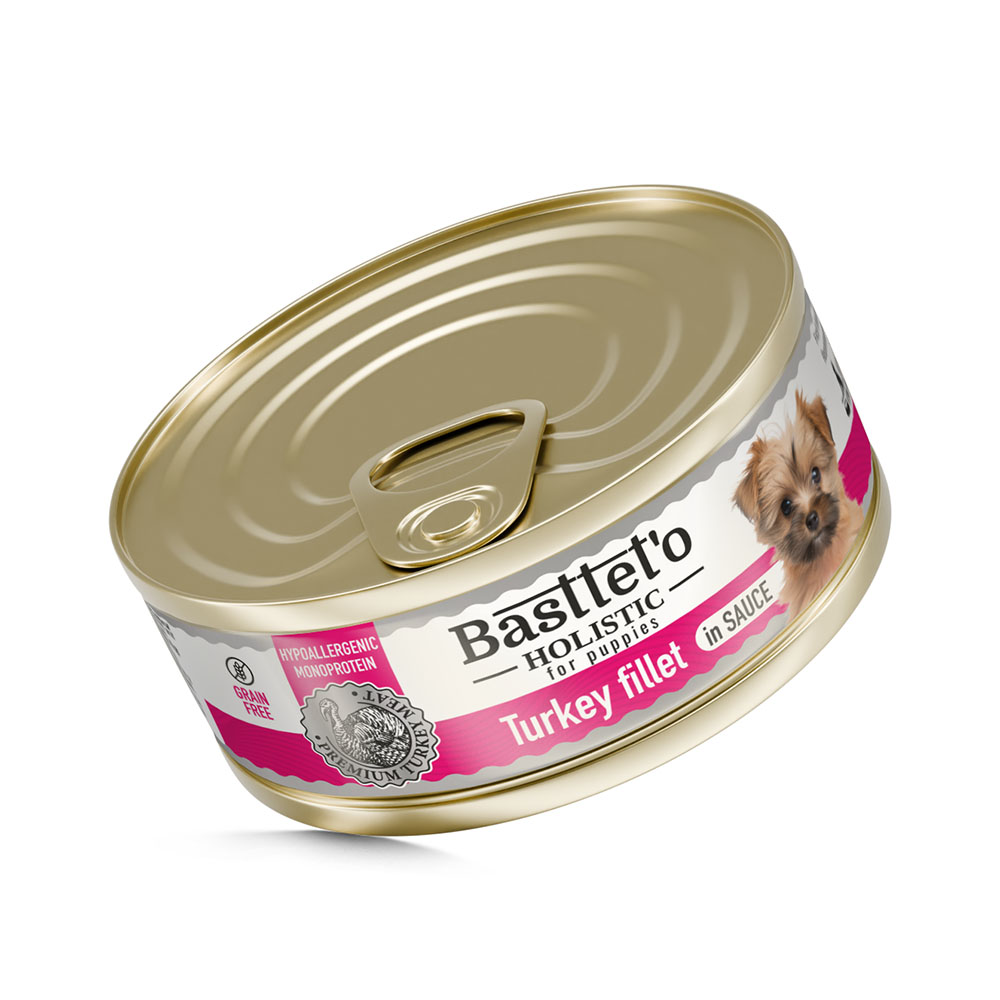 Корм влажный Basttet`o для собак Holistic кусочки филе индейки в соусе 85 г