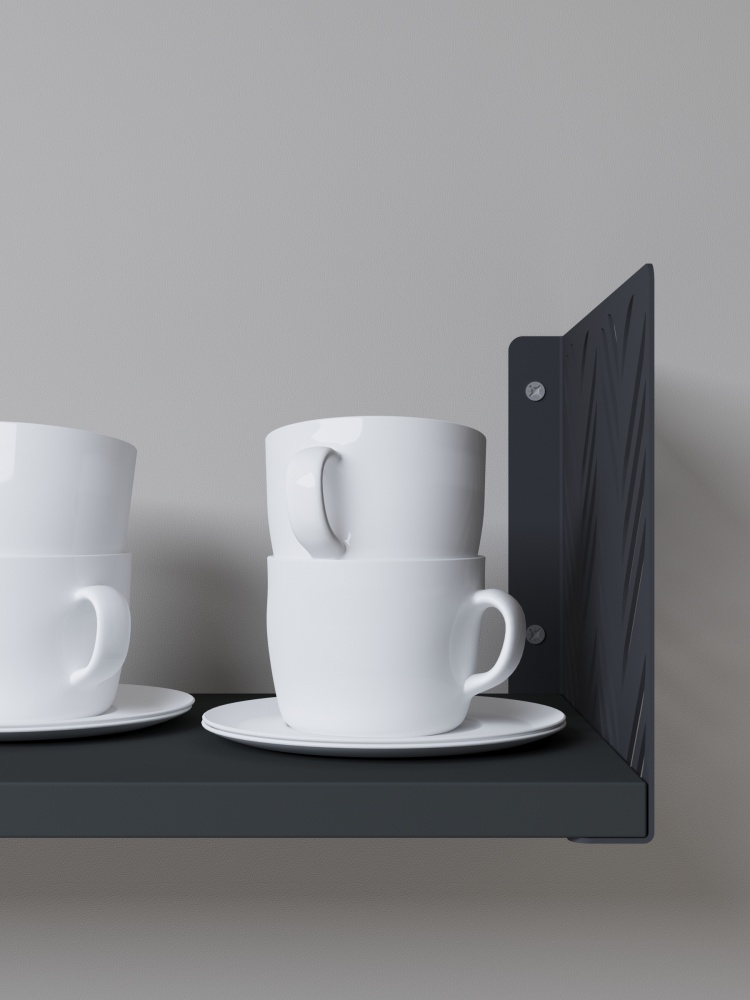 Полиця навісна Metkas Home Листя 170x900x220 мм антрацит (LPN01733 09022 11)