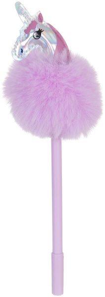 Ручка шариковая Пушистый фиолетовый единорог 
