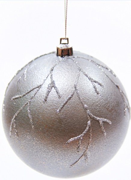 Шар новогодний Искра 80 мм серебро 7831