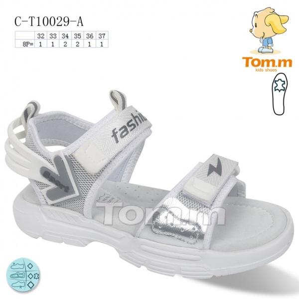 Босоножки для девочек ТОМ.М р.32 белый 10029A 