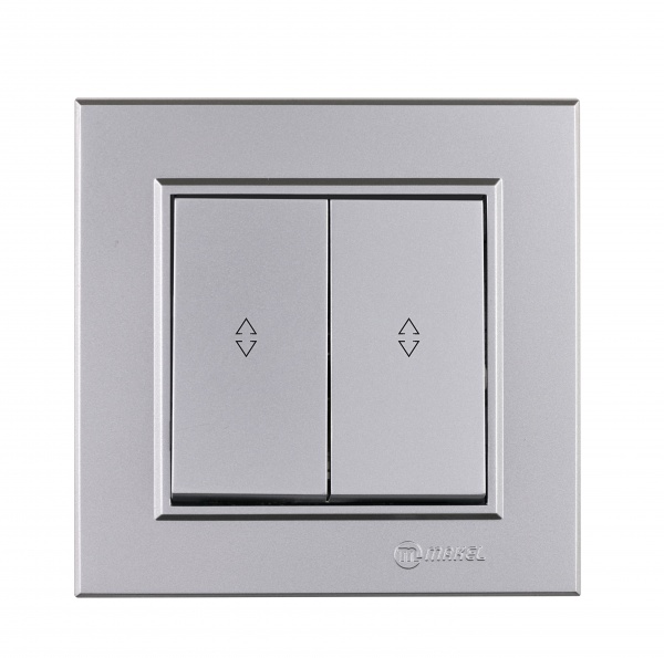 Выключатель проходной двухклавишный Makel Karea без подсветки серебро 56065026