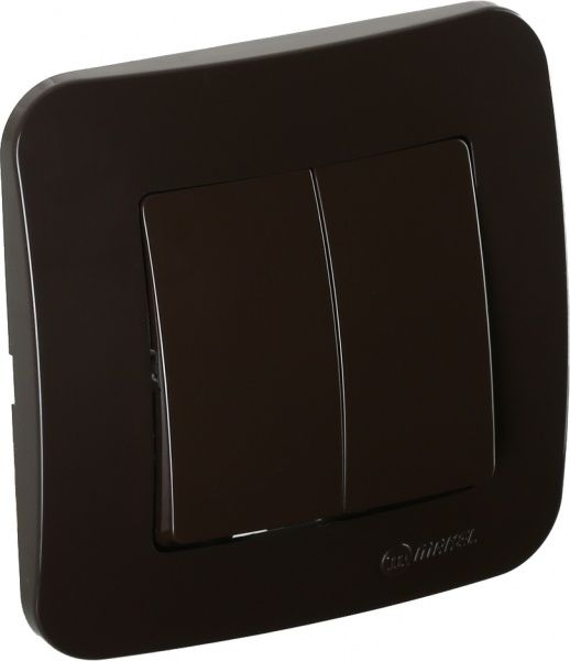 Вимикач двоклавішний Makel Lillium Natural без підсвітки 10 А 250В коричневий