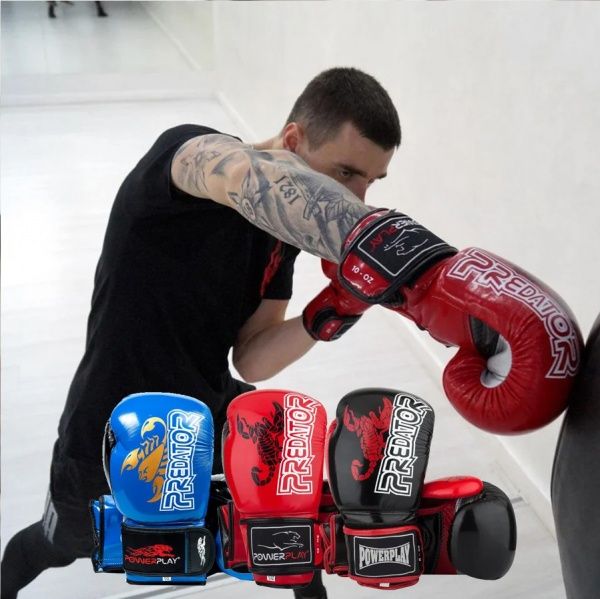 Боксерські рукавиці PowerPlay р. 12 12oz PP_3007 чорний із червоним