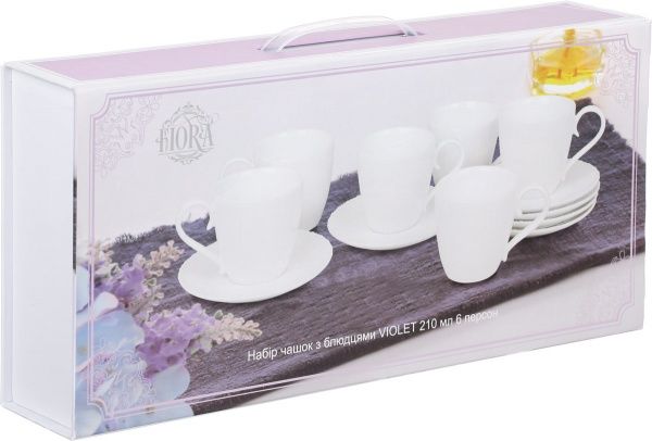 Набор чашек с блюдцами Violet 210 мл на 6 персон Fiora
