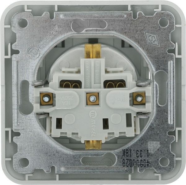 Розетка із заземленням Makel Lillium Natural з кришкою сріблястий