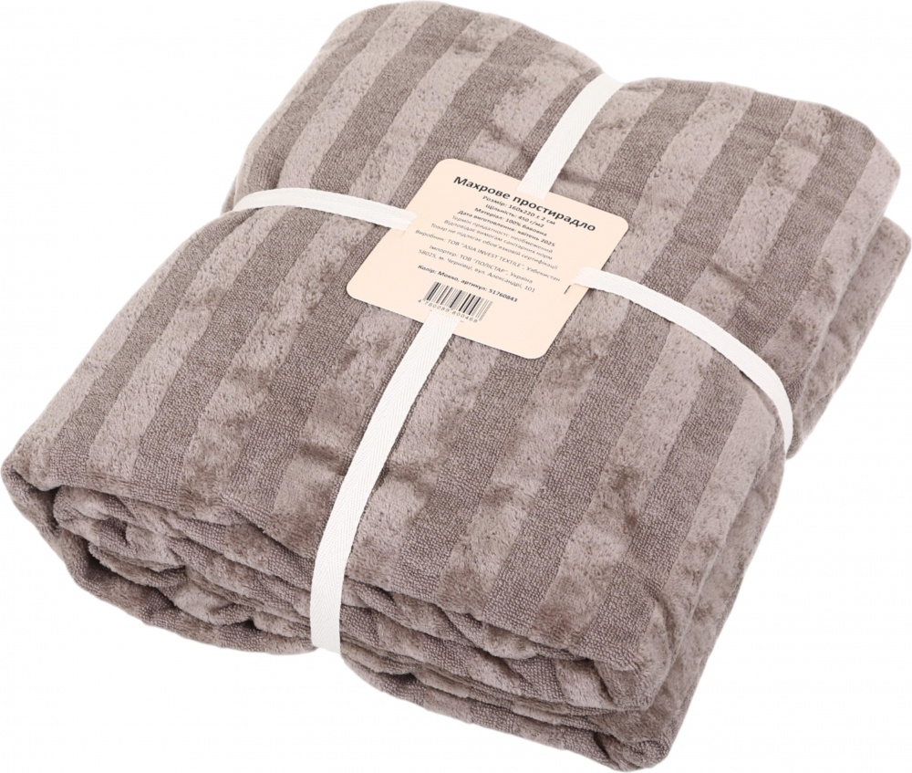 Простыня махровая 160x220 см мокко IDEAL TEXTILE