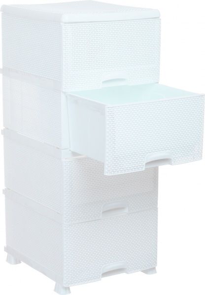 Комод пластиковая OZ-ER K013 на 4 ящика белый 894x368x431 мм