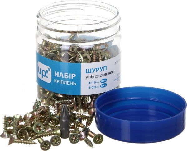 Шуруп универсальный потайная головка 251 шт желтый цинк