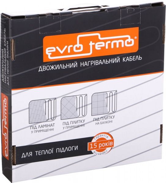 Нагревательный кабель Evro-Termo 15, 2,6–4,3 кв.м