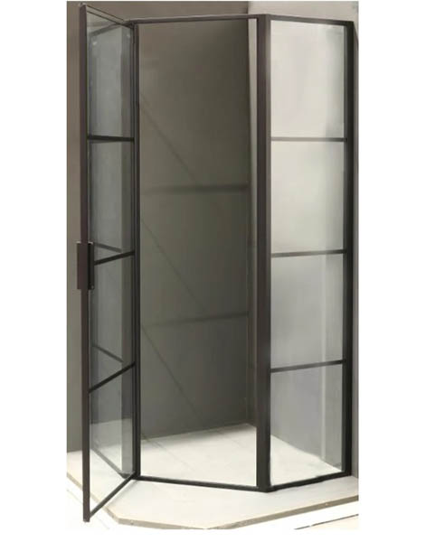Душевое ограждение EGO пятиугольное распашное LEX BLACK 90х90х200 см NAG3231