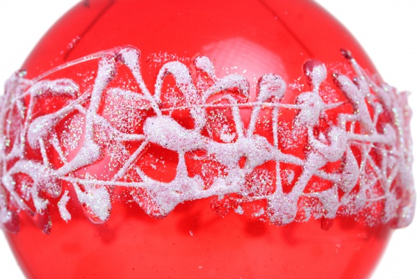 Шар новогодний с лепными элементами d 80 мм красный