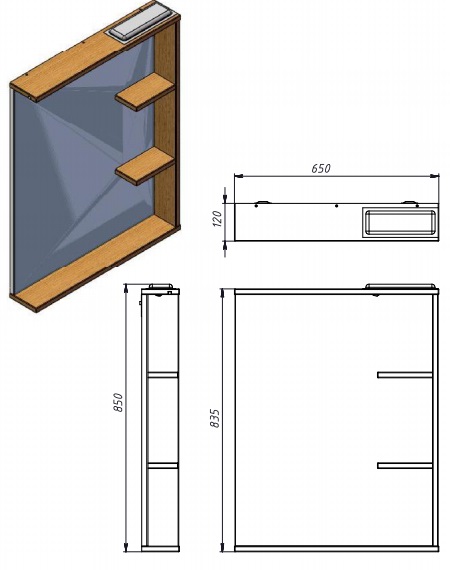 Дзеркало настінне ЮВЕНТА Brooklyn - 65 чорний 