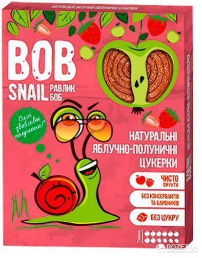 Конфеты BobSnail натуральные яблочно-клубничные 60 г