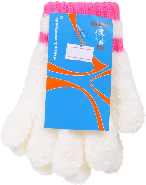 Варежки ДАЙС Puchatki р.14 белый с розовым 13830200 