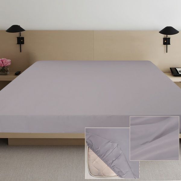 Простынь на резинке Дизайн 8 (сатин) 200x140 см серый Ярослав 