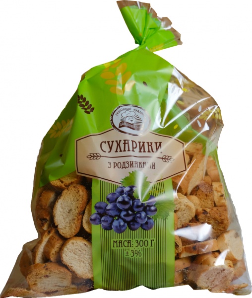 Сухарики ТМ Домашній хліб з родзинками 300г