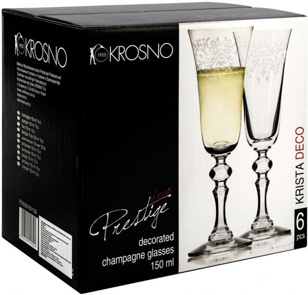 Набор бокалов для шампанского Prestige krista deco 150 мл 6 шт. Krosno