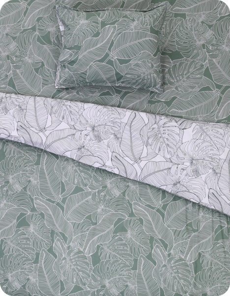 Комплект постільної білизни Laval полуторний зелений із білим Today 