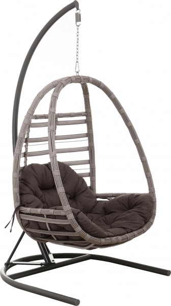 Кресло-кокон Цитрус широкое плетение светло-серый