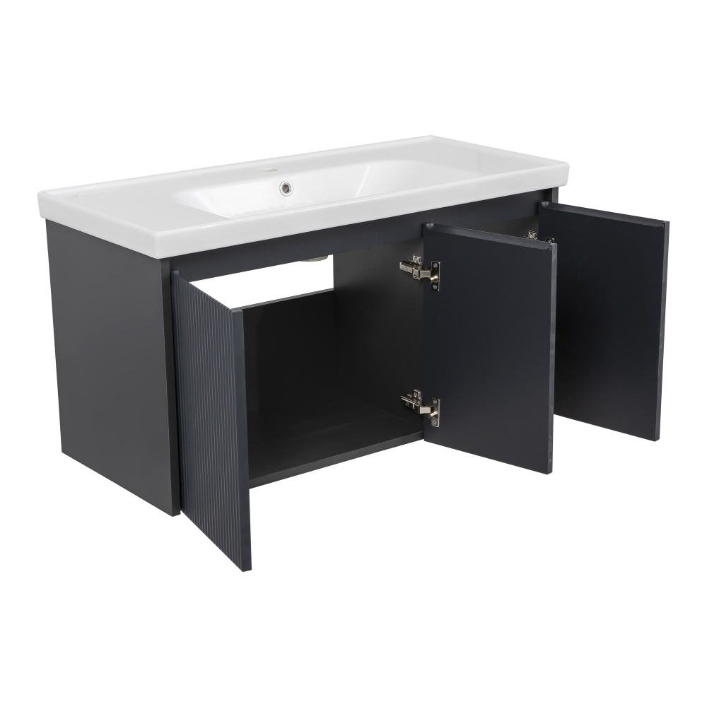 Тумба подвесная Aqua Rodos БАРСЕЛОНА с умывальником Frame100 см антрацит