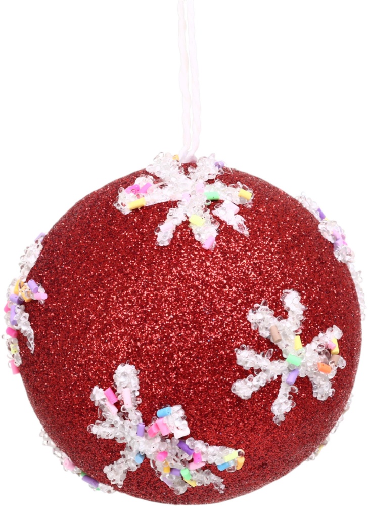 Куля новорічна Китай з візерунком d 80 мм білий YE2263R