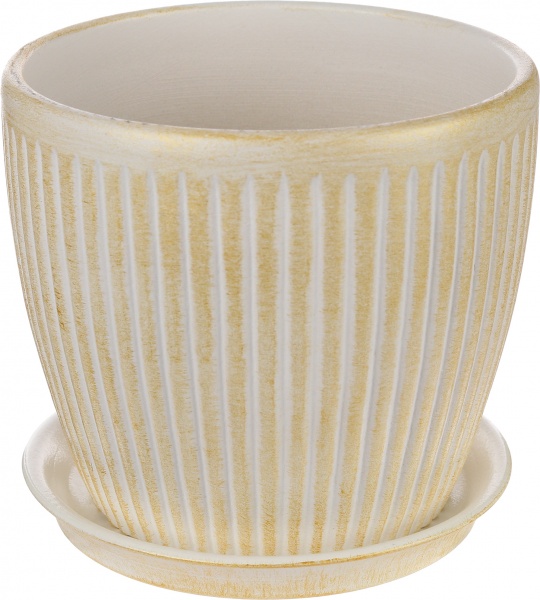 Горшок керамический Shynkar&KO Вертикаль круглый 1л золотистый 