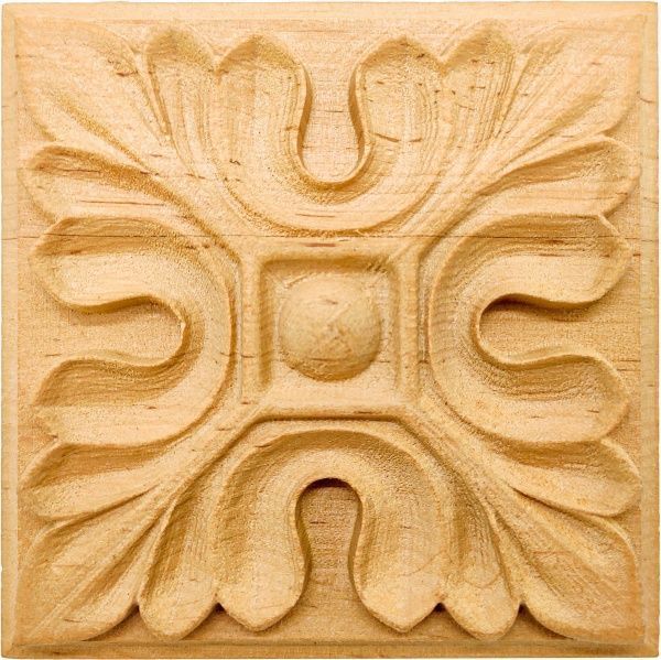 Декоративная панель деревянная розетка 1 шт, RZ.03.90, 90х90x10 мм 