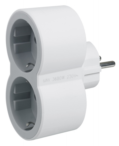 Двійник Legrand 2х2К+З стандарт із заземленням 2 гн. біло-сірий 694516 