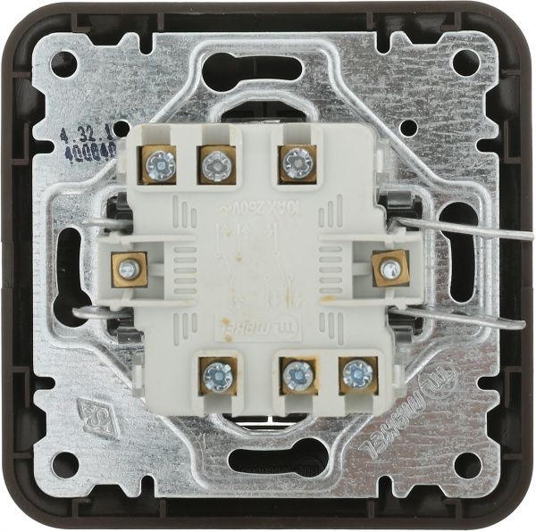 Выключатель проходной двухклавишный Makel Lillium Natural без подсветки 10 А 250В коричневый