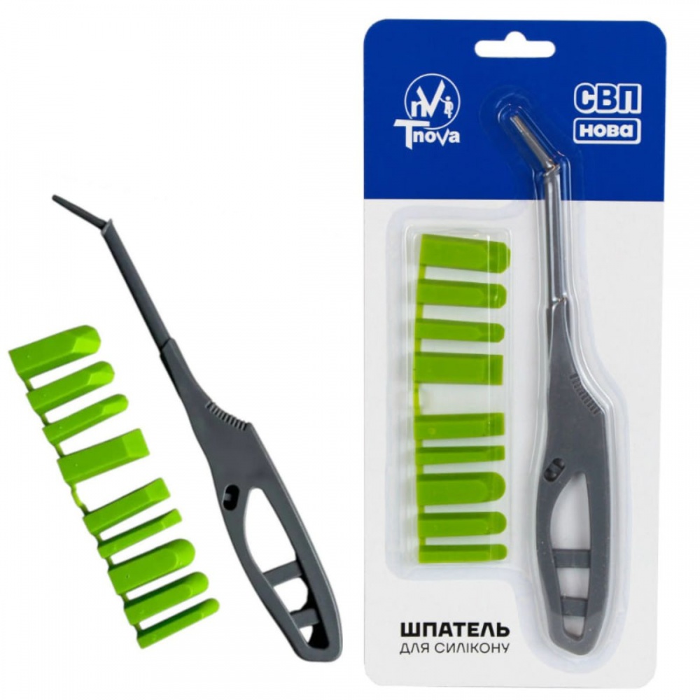 Шпатель для силікону зі змінними насадками 5 мм резиновый Tnova