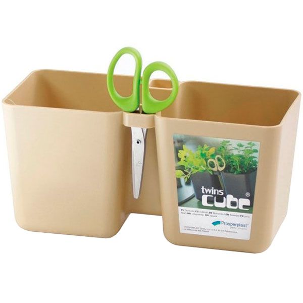 Горщик квітковий Prosperplast Twist Cube з ножицями 2.5 л капучино