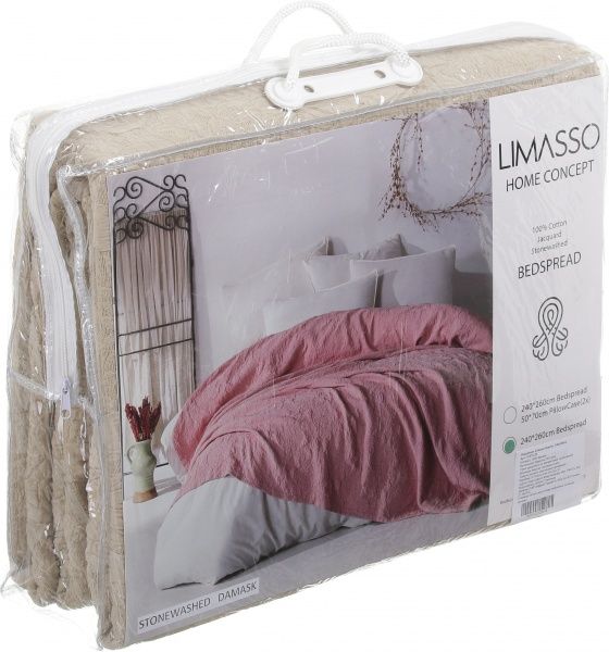 Покрывало Stonewashed Damast 240x260 см Limasso бежевый 