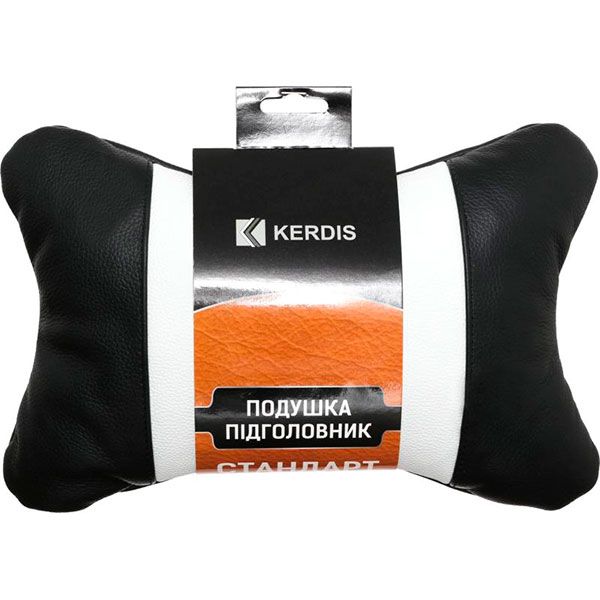 Подушка-підголівник Kerdis Standart чорна з білим шкіра 