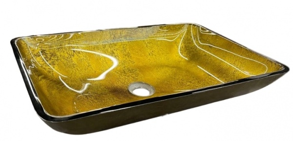 Умывальник EGO стеклянный 56х36х11 см золотистый