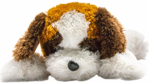 Мягкая игрушка Копица Собака Cенбернар 48 см коричневый с белым