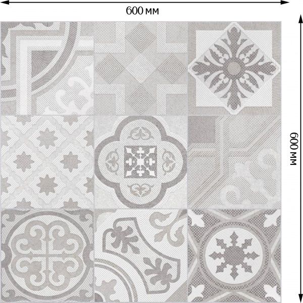 Плитка Allore Group Dover Patchwork Pearl F\DEC P NR Mat 61x61 