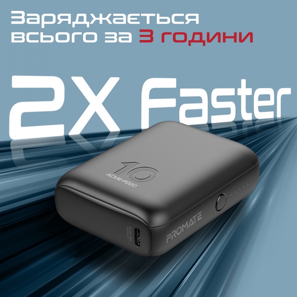 Універсальна мобільна батарея Promate 10000 m/Ah black (acme-pd20.black) Acme-PD20 10000 мАг, USB-C Power 
