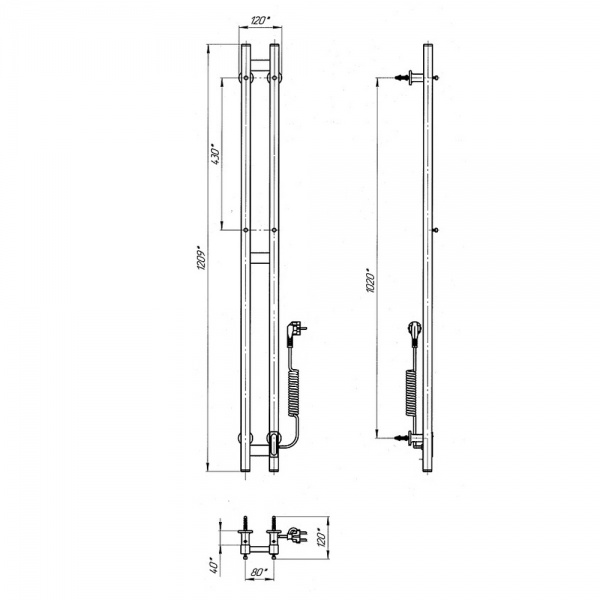 Рушникосушарка електрична Laris Дует ЧФ3 80 х 1200 Е П R3