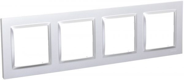 Рамка чотиримісна Simon 10 універсальна срібний CR4/43