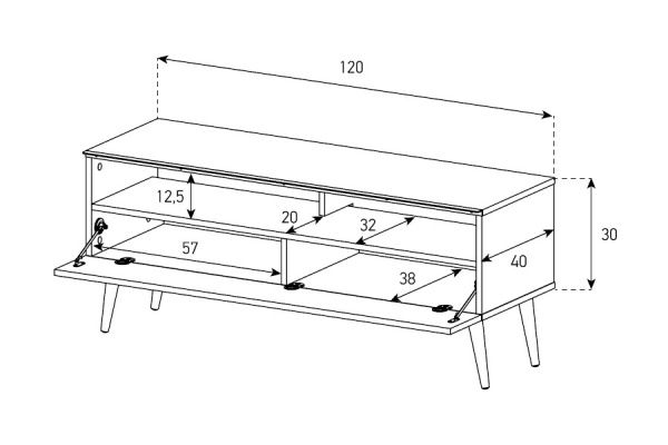 Тумба под ТВ VL 1200-WHT-WHT-RTR белый 