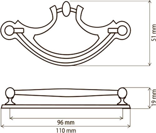 Меблева ручка D-125 G4 96 мм антична бронза DC 70541