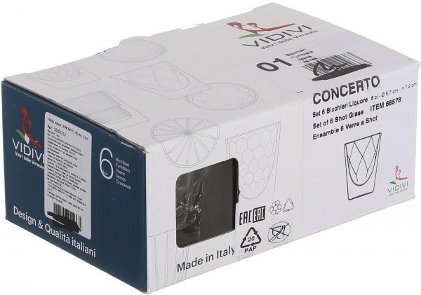 Набір чарок для лікеру Concerto 6 шт. 66704M Vidivi