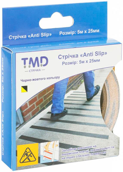 Лента против скольжения черно-желтая 25 мм 5 м