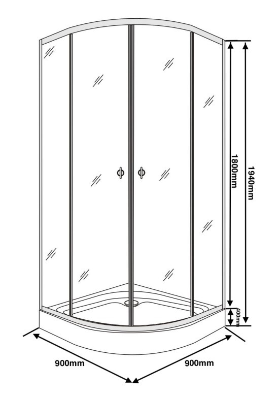 Душевая кабина UP! (Underprice) 900х900х1940, стекло тонированное 4мм, проф. хром алюм.