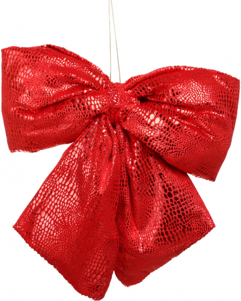 Декорация новогодняя бант блестящий 34x32 см красный LX2025-0392