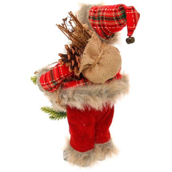 Фігура Дід Мороз лісовий S17102F 30 см червоно-сірий